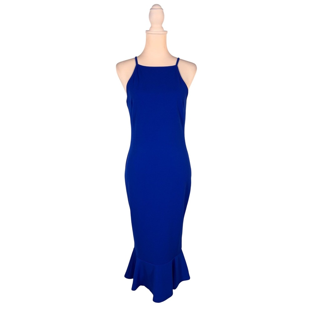 AX Paris Cobalt Blue Midi Mermaid Dress Women's 8 NWT Sexy Cocktail Siren Chic